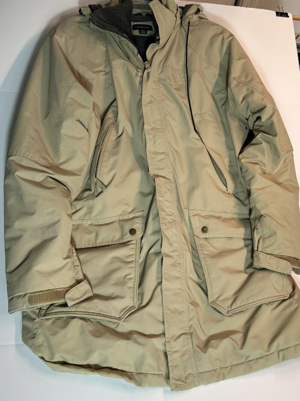 ✨ Lands' End Men’s Squall Hooded Winter Parka Jacket Tan M